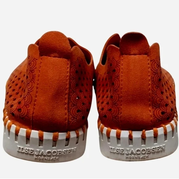 Ilse Jacobsen Orange Perforated Slip-On Flats - Picture 6 of 8